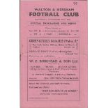 WALTON - EPSOM CUP 45 Walton & Hersham v Epsom programme, FA Cup, 22/9/45, first FA Cup game for the