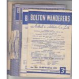 BOLTON WANDERERS Collection of 99 home programmes, 20 from the 50s, remainder 60-61 to 67-68.