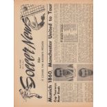 1960 MANCHESTER UNITED US TOUR Rare 4-Page ''Soccer News'' issue dated May 1960 which previews
