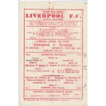 LIVERPOOL/EVERTON Single sheet programme Liverpool Senior Cup Final 14th June 1947 v Everton.