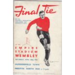 1938 FA CUP FINAL Official programme, Huddersfield v Preston, 1938 Cup Final at Wembley, possibly