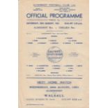 CHELSEA Single sheet programme for the away Reserve team match v Aldershot 25/8/1951, slight