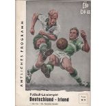 GERMANY - IRELAND 60 Programme, Germany v Irish Republic, 11/5/60 at Dusseldorf, the Republic won