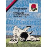 ENGLAND RUGBY UNION Programme for the away match v. Canterbury 8/9/1973. Good