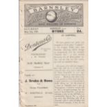 BARNSLEY - STOKE 1921 Barnsley home programme v Stoke, 7/5/1921, ex bound volume, holes along