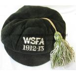 WALES CAP 1912-13 Welsh Schoolboys Football Association Cap , 1912- 13, dark green with green and