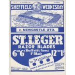 SHEF WED - NEWCASTLE 1938 Sheffield Wednesday home programme v Newcastle, 5/11/1938, ex bound