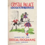 CRYSTAL PALACE - BRISTOL ROVERS 1937-38 Crystal Palace home programme v Bristol Rovers, 19/1/1938,