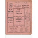 BRENTFORD - SWINDON 1924 Brentford home programme v Swindon Town, 15/3/1924, four page issue, slight