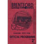 BRENTFORD - SHEF WED 1935 Brentford home programme v Shef Wed, 5/10/1935, pencil score, staple