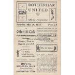 ROTHERHAM - STOCKPORT 1927 Rotherham United home programme v Stockport County, 26/3/1927, slight