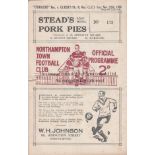 NORTHAMPTON RES - QPR RES 1938 Full size Northampton programme issued for Reserves v QPR Reserves,