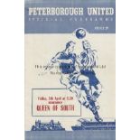 PETERBOROUGH - QUEEN of the SOUTH Peterborough home programme v Queen of the South, 5/4/57,