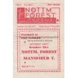 NOTTM FOREST 4 page Programme Nottingham Forest v Chesterfield 14th October 1944. Light horizontal