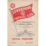 LIVERPOOL - HIBERNIAN 1957 Four page Liverpool home programme for the floodlit friendly v Hibernian,