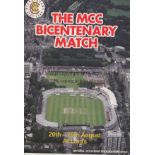MCC BICENTENARY Official programme for the MCC Bicentenary match 1987, signed on inside pages by