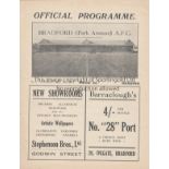 BRADFORD PA - READING 1929 Bradford Park Avenue home programme v Reading, 23/11/1929, ex bound