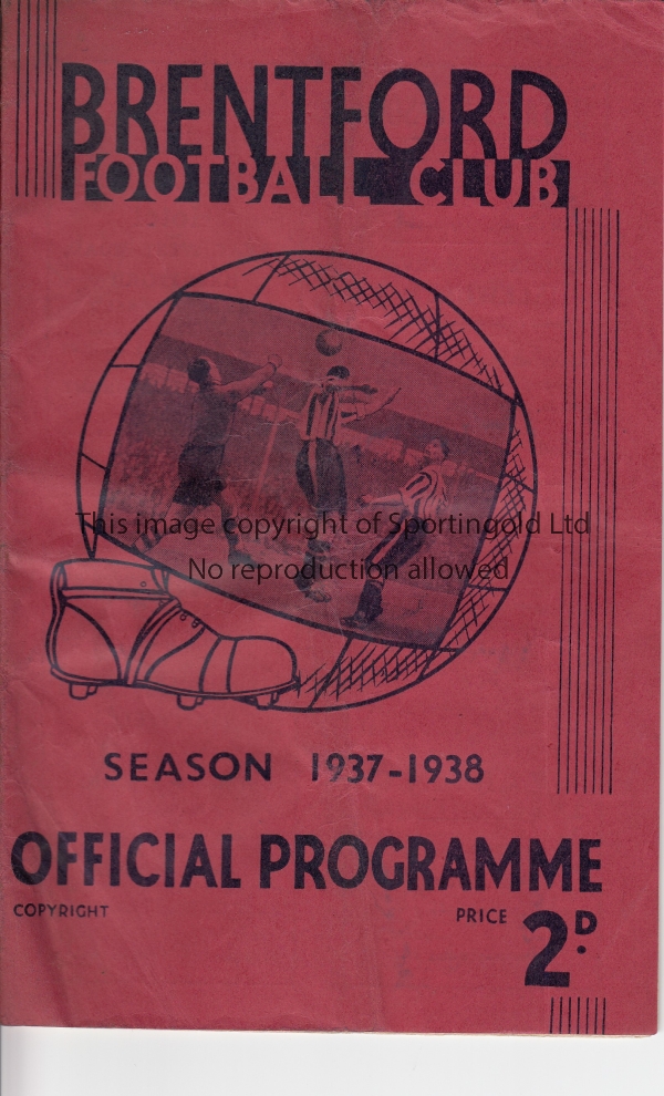 BRENTFORD - BOLTON 1937-38 Brentford home programme v Bolton, 1/1/1938, creased. Fair