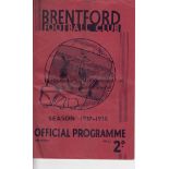 BRENTFORD - BOLTON 1937-38 Brentford home programme v Bolton, 1/1/1938, creased. Fair