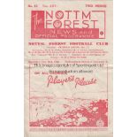 NOTTM FOREST 4 page Programme Nottingham Forest v Swansea Town 26th January 1946. Horizontal fold