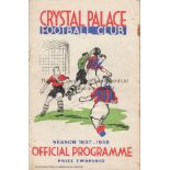 CRYSTAL PALACE - BRISTOL CITY 1938 Crystal Palace home programme v Bristol City, 19/2/1938, small