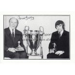 MATT BUSBY Postcard showing Matt Busby with George Best and the European Cup. Limited edition