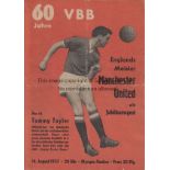 BERLIN - MANCHESTER UNITED 1957 Programme, Berlin XI v Manchester United, 14/8/57, held at the