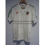 WALES Possible match worn shirt white with green pinstripes and short sleeves issued by Adidas and