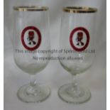 WORLD CUP 66 Two Witney Mann World Cup Ale inscribed beer glasses with World Cup Willie inscribed