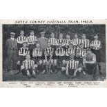 NOTTS. COUNTY Black & white team group postcard 1907/8. Issued by Scott. Generally good