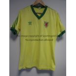 WALES Possible match worn shirt used 1984-87 yellow with yellow and green stripes short sleeve