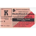 GERMANY- ENGLAND 56 Match ticket Germany v England, 26/5/56 in Berlin, seat for the game, Block K,