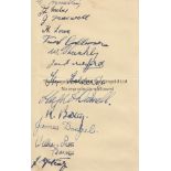 PRESTON 1935-36 Autograph album sheet signed by 12 Preston North End players and trainer, 1935-