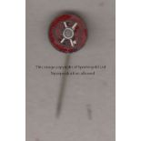HEARTS Small stick pin circular metal badge believed to be Hearts badge from the 1940s but could