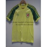 WALES Possible match worn shirt used 1980-84 yellow with green and yellow short sleeve issued by