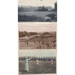 TENNIS / BOWLING Three postcards: Ladies playing tennis datestamped 1912, b/w Tennis Courts and