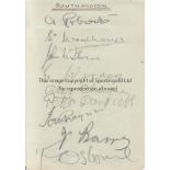 DIXIE DEAN - SOUTHAMPTON Small autograph album page with caricature of Dixie Dean with his signature