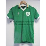 GALVIN - IRISH REPUBLIC Green short sleeved Republic of Ireland shirt match-worn by Tony Galvin.
