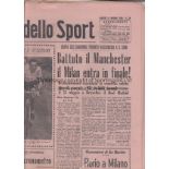 1958 EUROPEAN CUP Semi Final AC Milan v Manchester United played 14 May 1958 at the San Siro, Milan.