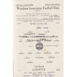 WREXHAM - CHESTER 42/3 Wrexham single sheet programme v Chester, 1942-3, Wrexham won 3-1, score,