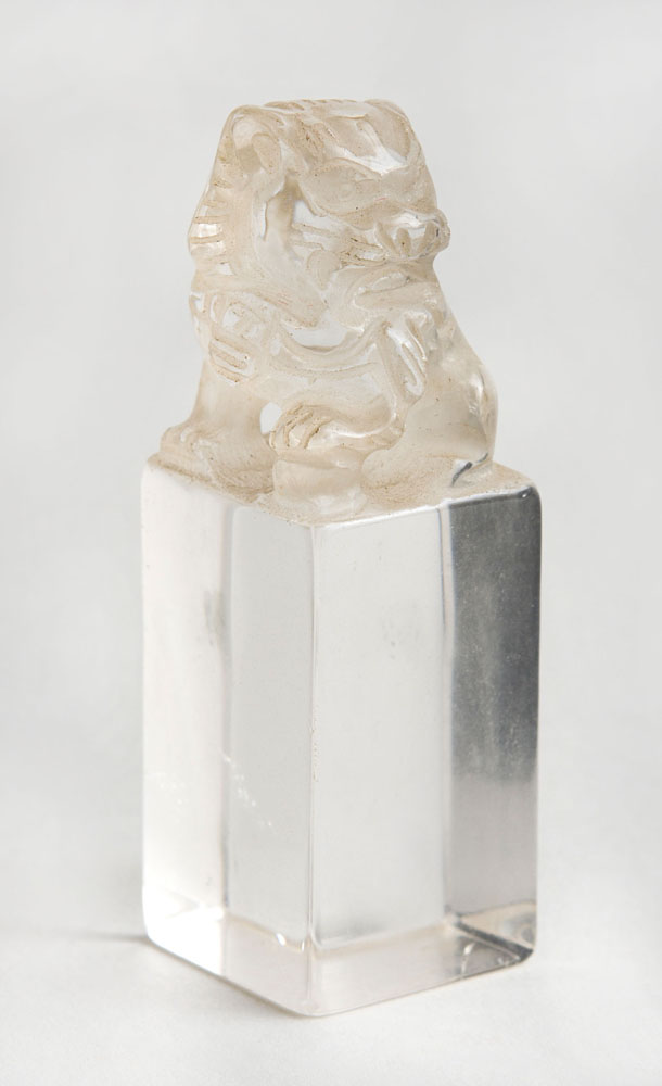 CHINESE CARVED ROCK CRYSTAL CHOP BLOCK - Image 3 of 4