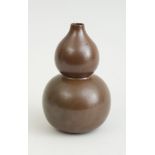 CHINESE TEA DUST GLAZED PORCELAIN DOUBLE GOURD-FORM VASE