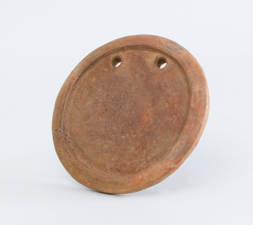 GLAZED POTTERY LABRET, POSSIBLY SOUTH AMERICAN