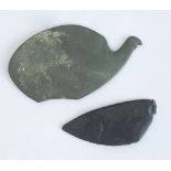 TWO EGYPTIAN FRAGMENTARY SCHIST COSMETIC PALETTES