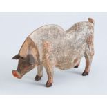 RARE NORTHERN WEI POLYCHROME POTTERY FIGURE OF A BOAR