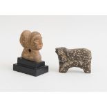 TWO PRIMITIVE CARVED STONE FIGURAL OBJECTS