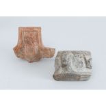 TWO ANCIENT TERRACOTTA FIGURAL VESSEL FRAGMENTS