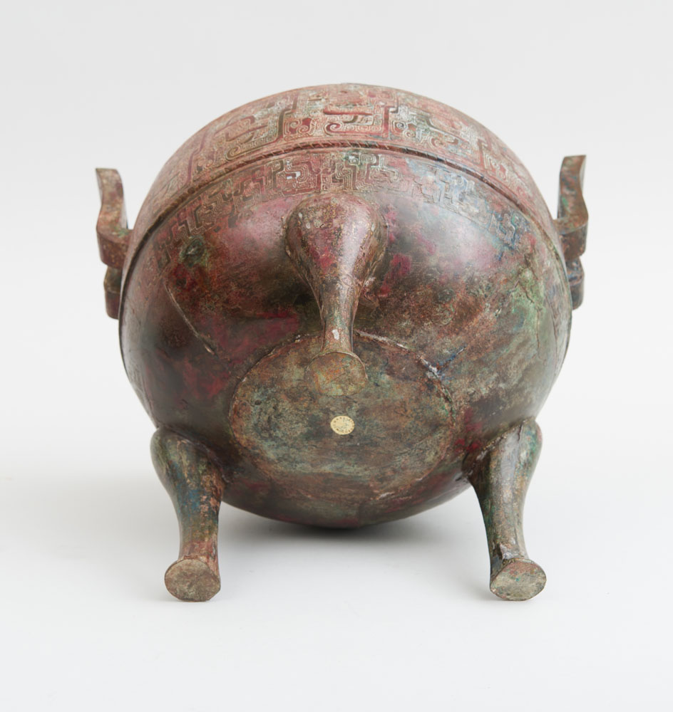 CHINESE BRONZE DING AND COVER - Image 6 of 6