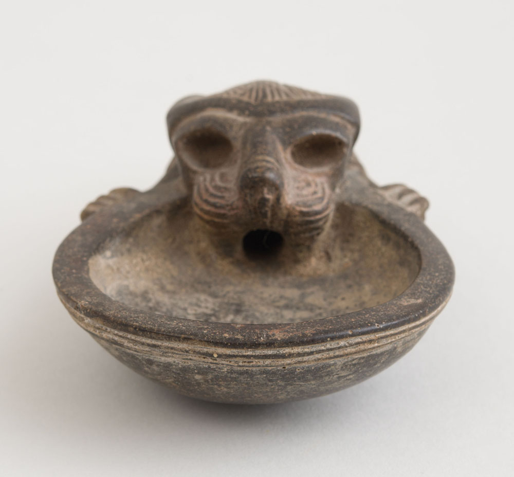 GRAY POTTERY FIGURAL SPOUT OR PIPE BOWL - Image 3 of 5
