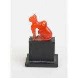EGYPTIAN CARVED CARNELIAN CAT AMULET